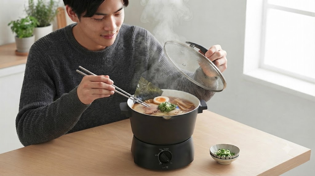 ラーメンを作る男性