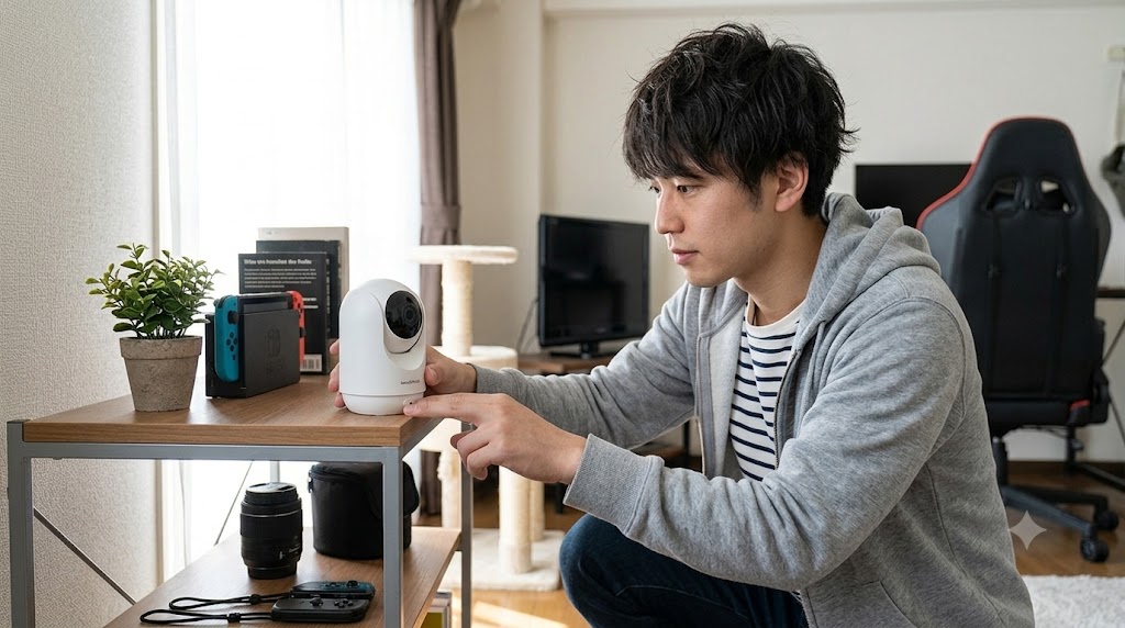 カメまるを設置している男性